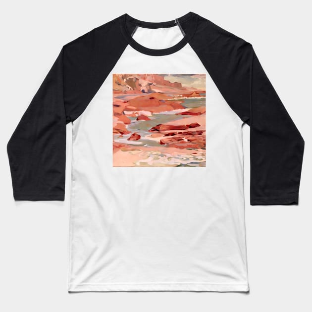 Red Rocks on the Seashore Baseball T-Shirt by DANAROPER